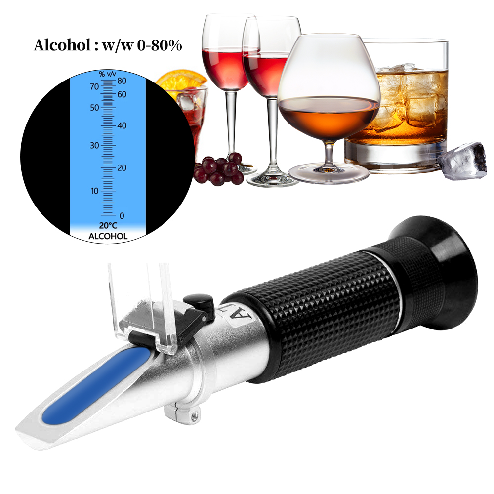 Refractometer Salinity - Rifrattometro per alcol portatile 0-80% Tester